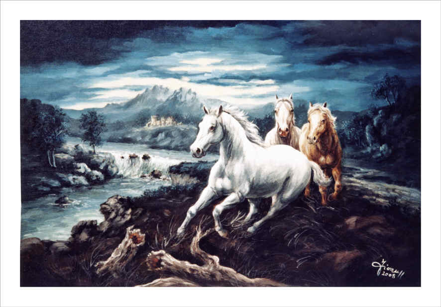 Cavalli al galoppo nell'acqua
